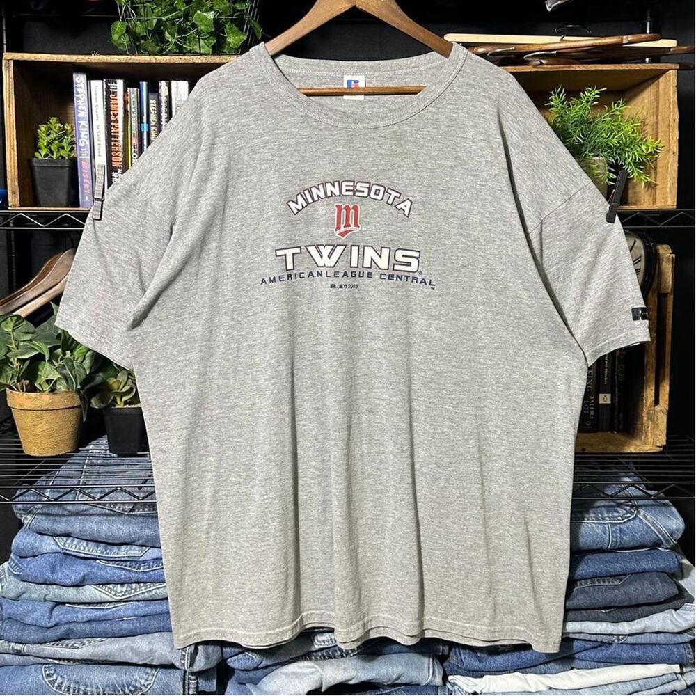 Vintage Y2K Russell Athletic Minnesota Twins Tee Mens XXL Grey Baseball Shirt